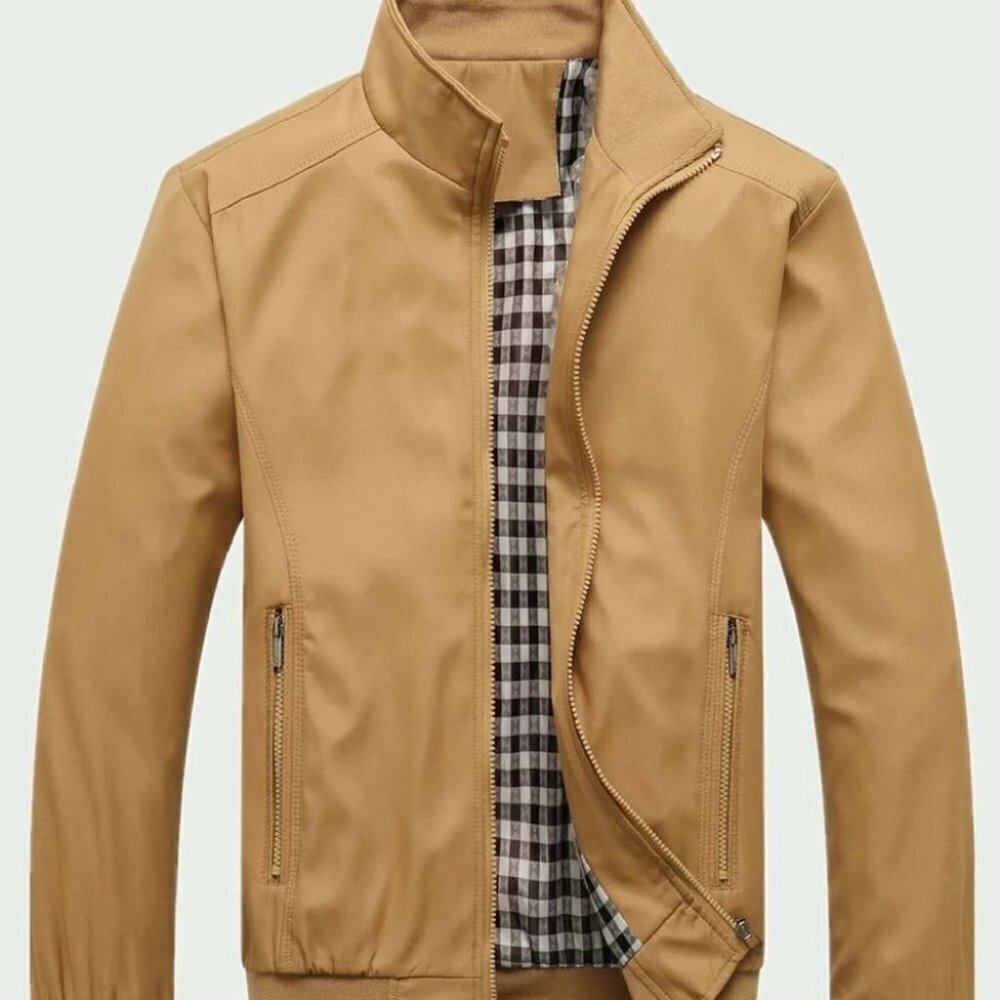 Khaki Mens Zip Up Jacket
